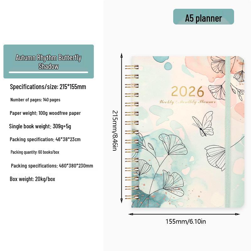 2026 English Student Weekly A5 Planner Coil Notebook