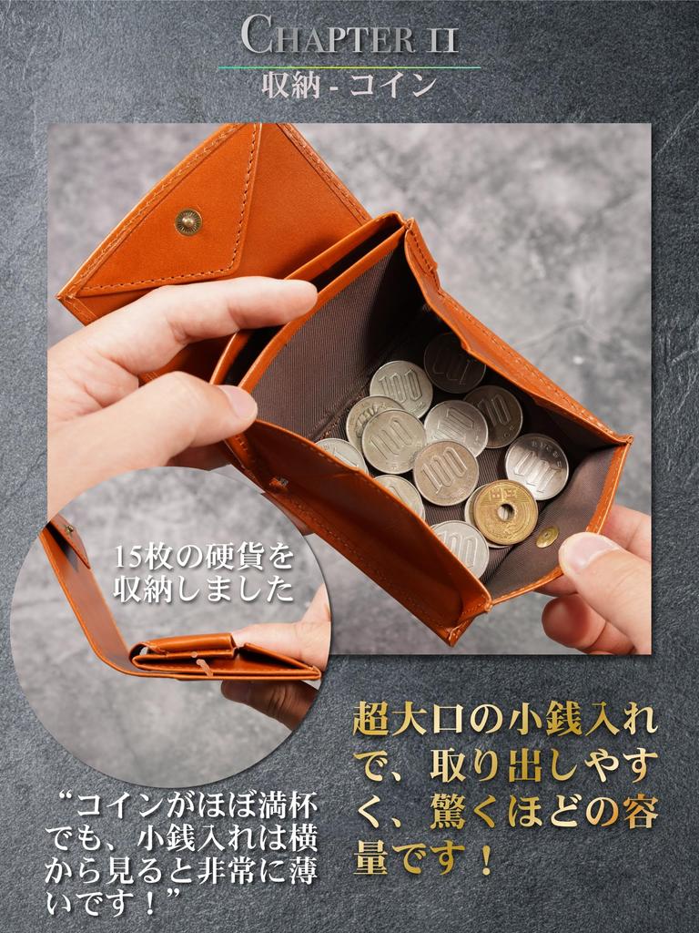 Bifold Tochigi Mini Easy To Large Genuine Leather Men's Wallet, Leather, Ultra-Slim, Wallet, Compact, Thin, Carry, Capacity, (Tochigi-bue)