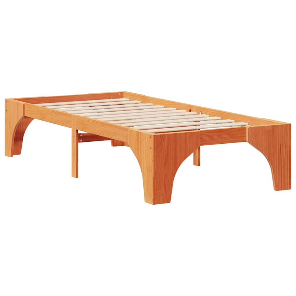 Brown Bed Frame 31.5 x 78.7 in (80 x 200 cm) Solid Pine Wood