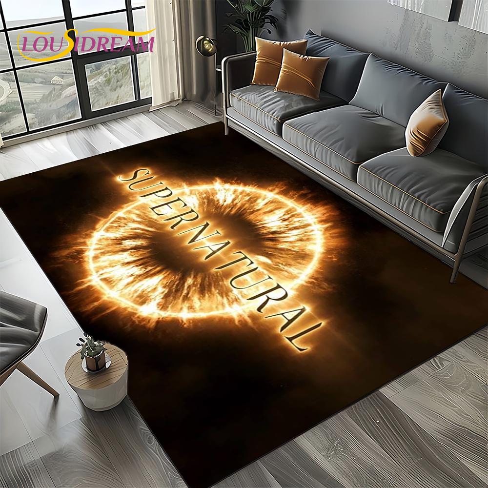 3D SPN Supernatural Sign Dean Sam Carpet Rug for Living Room Bedroom Home Sofa Decoration,Kids Play Area Rug Non-slip Floor Mat
