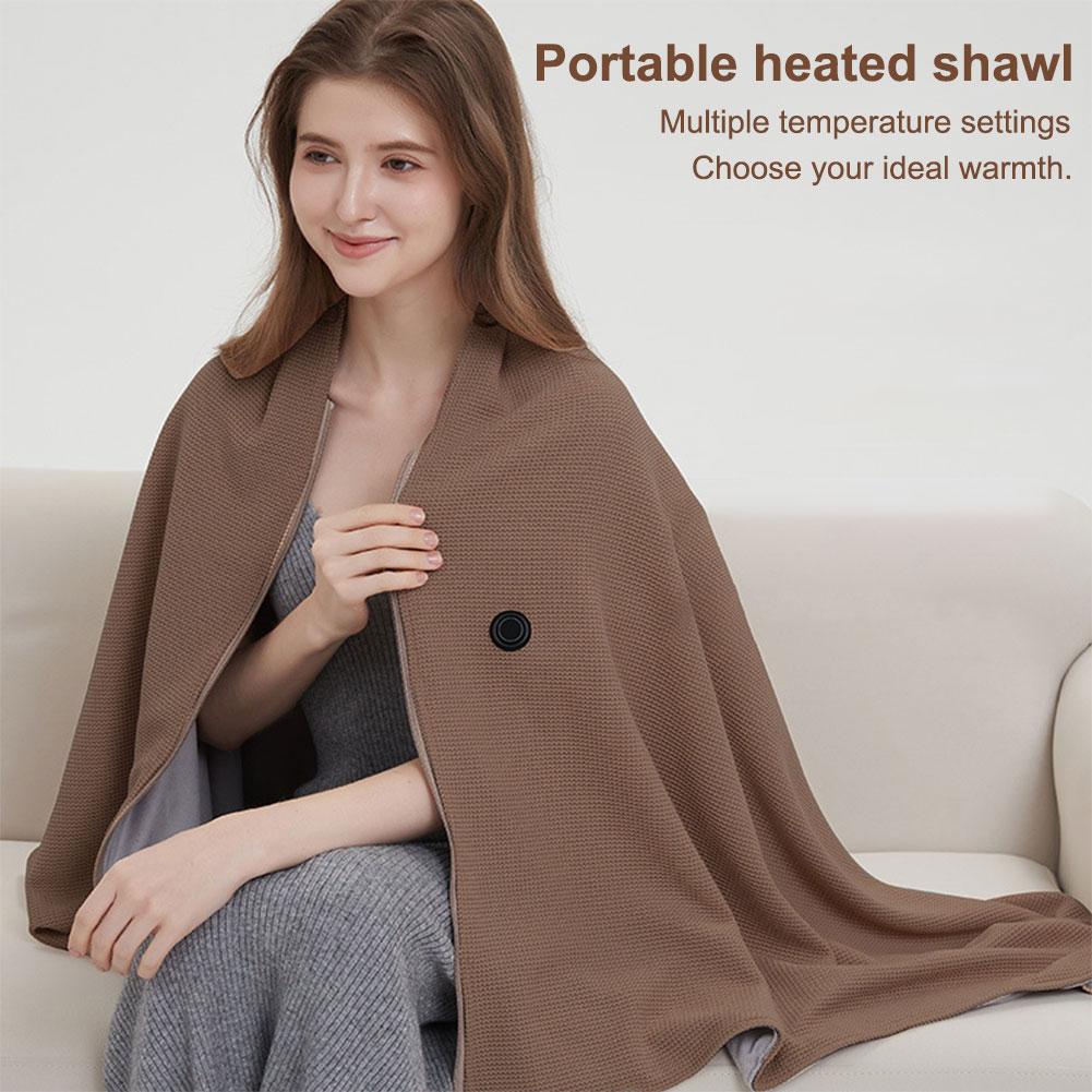 Wearable USB Electric Heated Blanket 3 Heated Level Throw Blanket with 5000mAh Power Bank Heating Blanket Shawl For Home Office