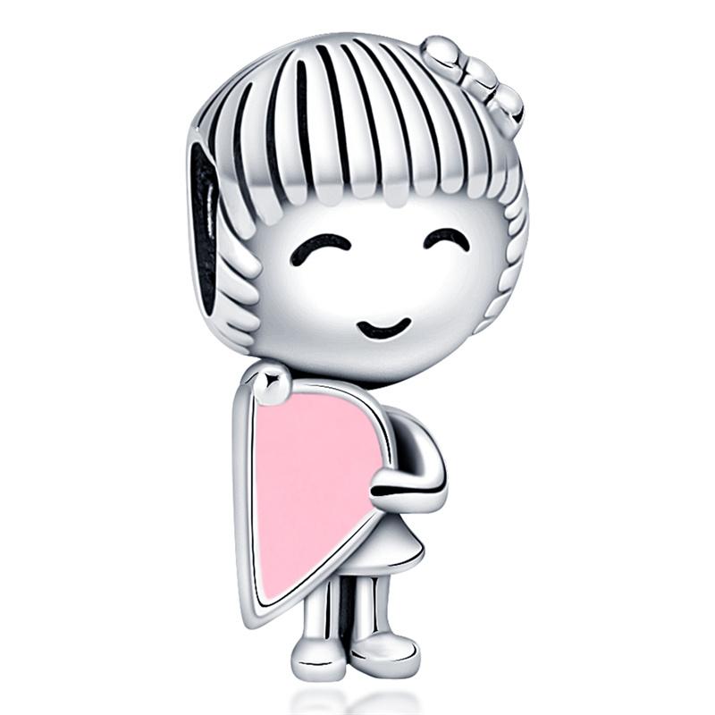 925 Silver Cute Cartoon Characters Boys and Girls Charms Beads Fit Qikaola 925 Bracelets Fine DIY Jewelry Gifts Making