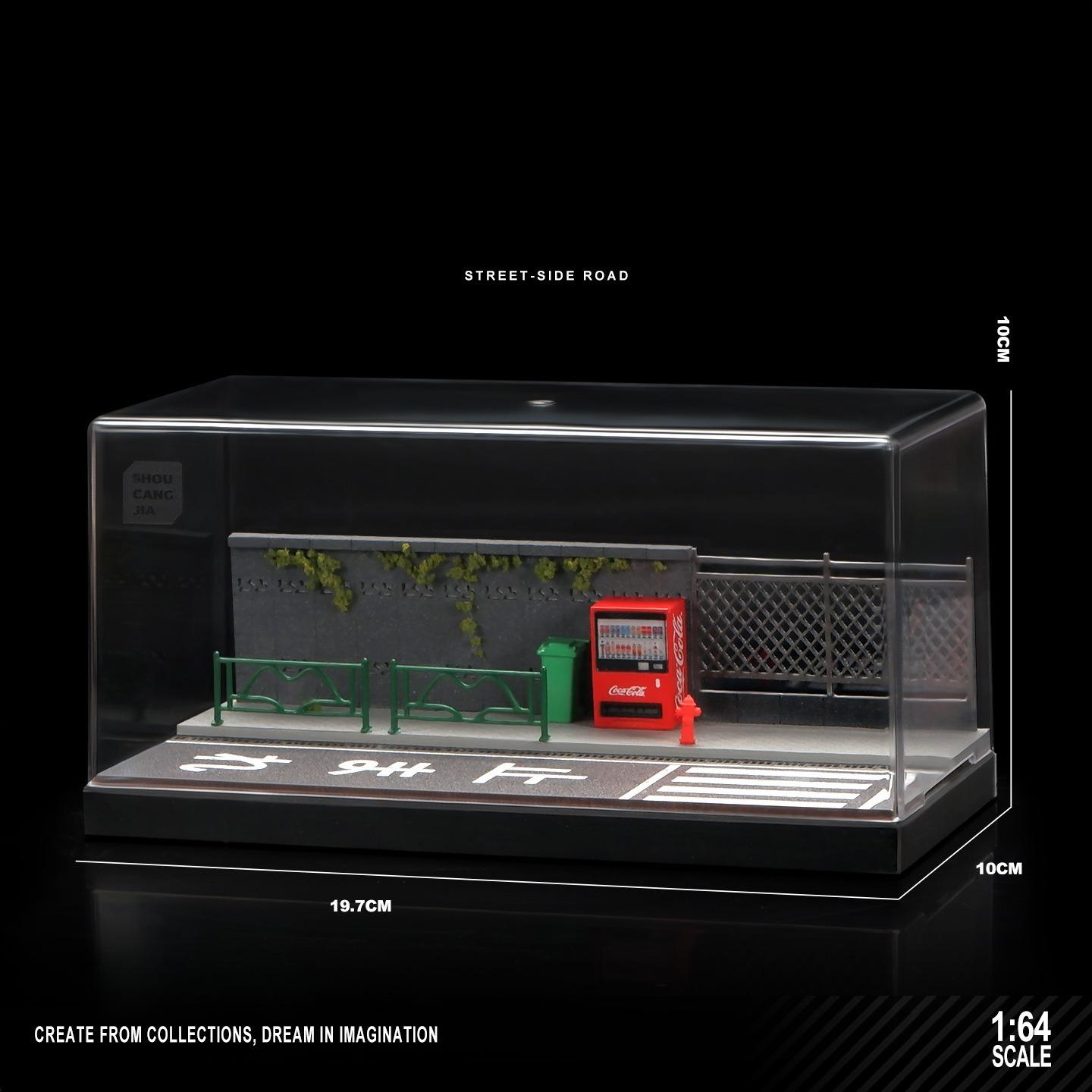 Simulation Street Scene with Acrylic Box for 1/64 Scale Diecast Car Model Home Decor Collection Display Box Miniature Voiture