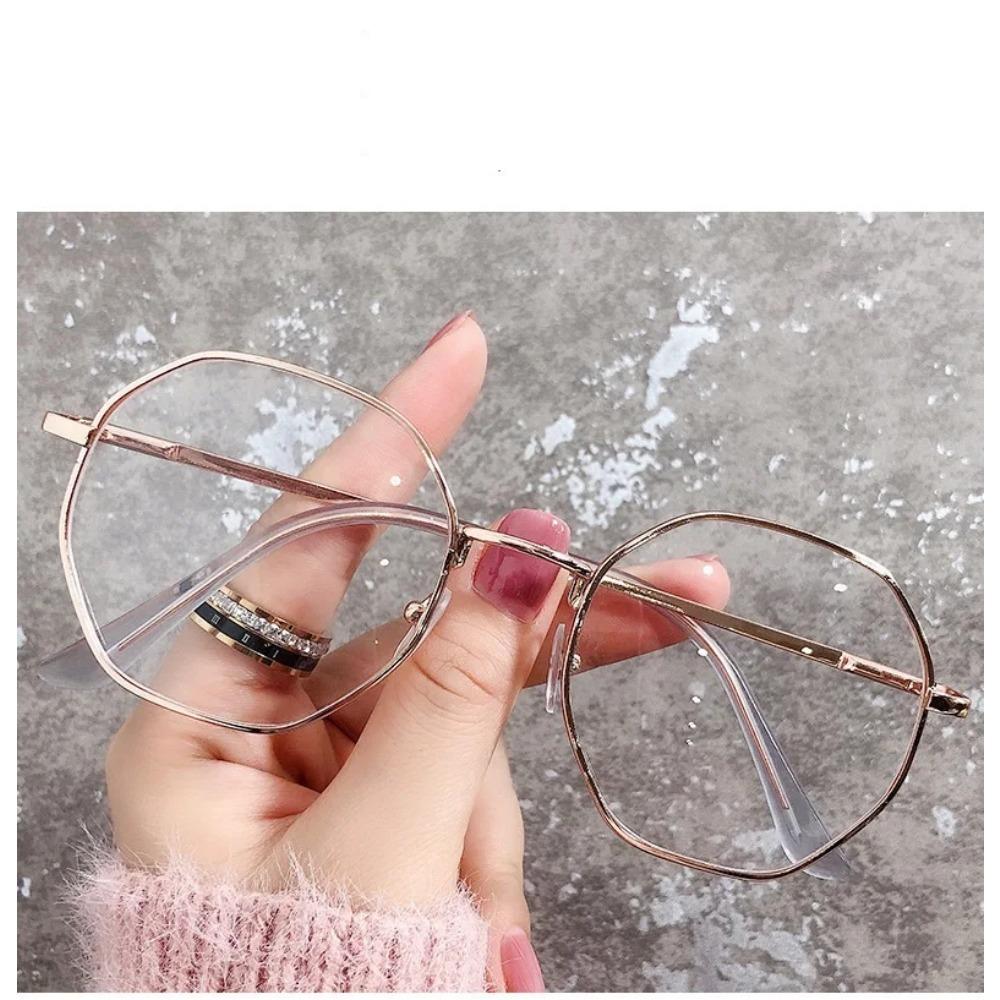 

0 To 1.0-1.5-2.0 To-4.0 Popular Octagonal Finished Myopia Glasses Polygonal Eyeglass Frame Glasses Flat Lens Anti Blue Light -400