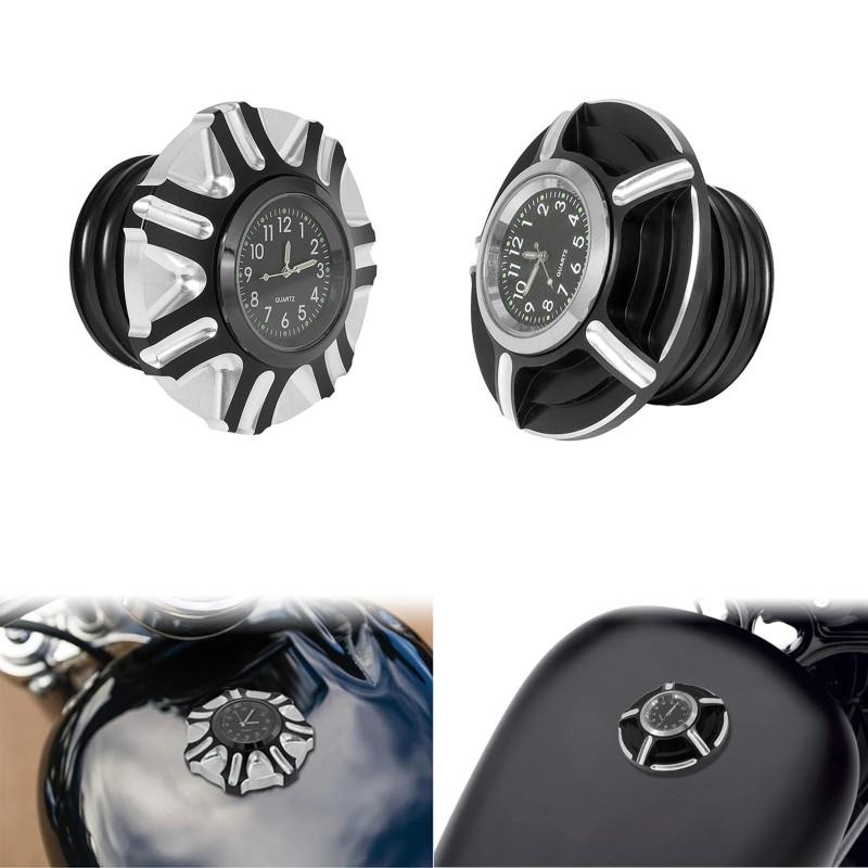 CNC Aluminum Fuel Tank Cap With Integrated Gauge Shut-Off Valve Harley-Davidson XL883 XL1200 X48 Custom Motorcycle