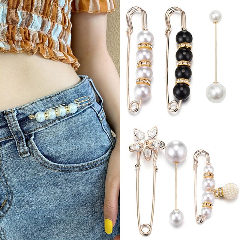 Pearls Brooch Tightening Waistband Pin Smaller Openning Bottom Brooches for Rhinestone Metal Diy Finding Accessories
