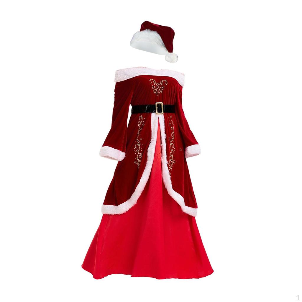 Santa Costume Set Fancy Dress Xmas Outfits for Props Parties Carnivals