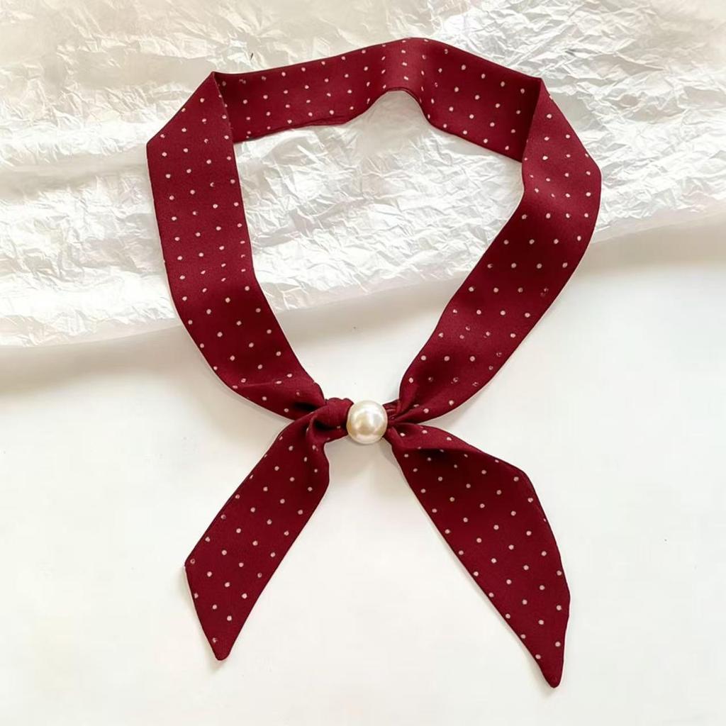 Elegant Spring Silk Scarf Necklace for Women - Versatile Gem Flower Ribbon Collar Accessory