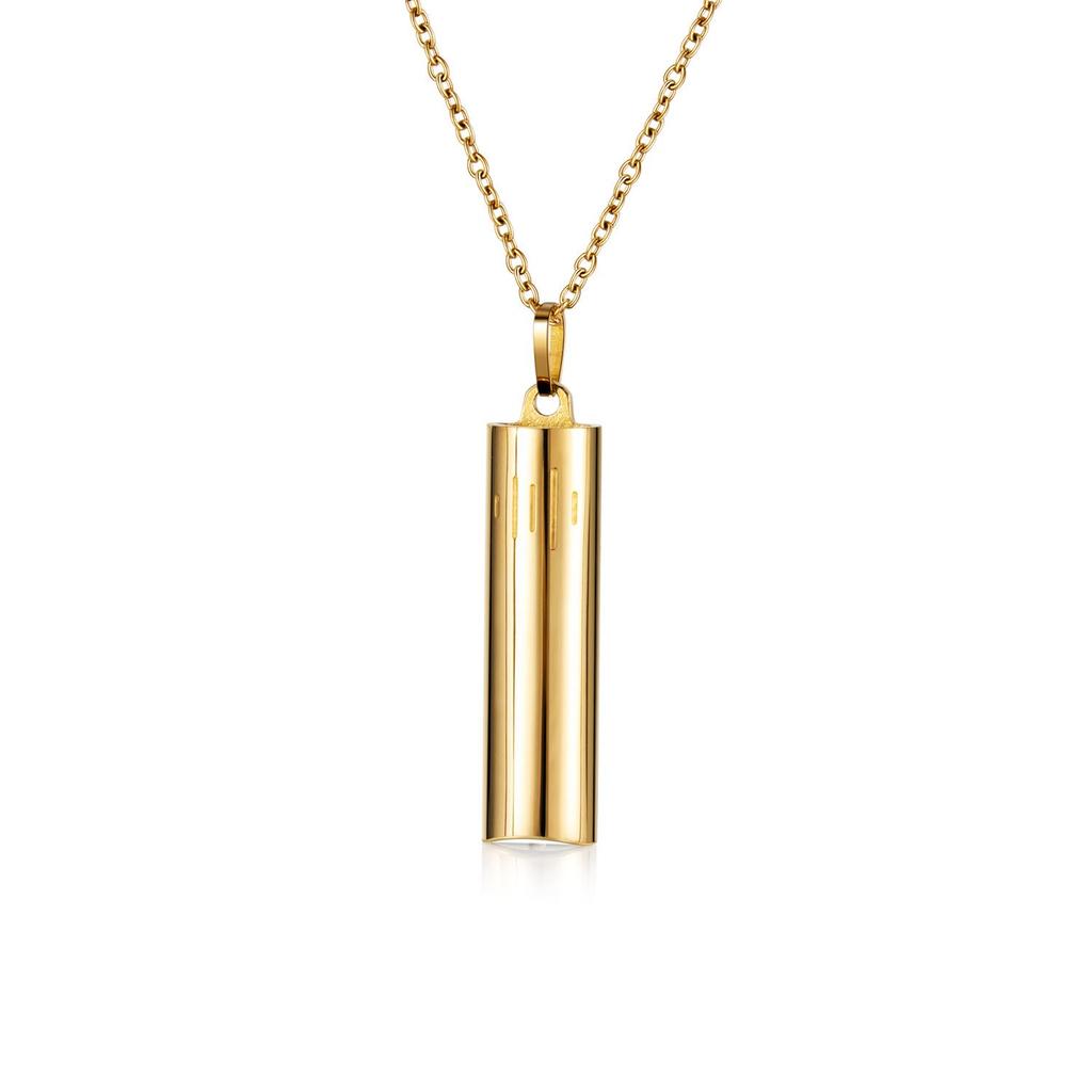 Gold Titanium Steel Meditation Pendant Necklace - Hand Polished Stainless Steel Jewelry