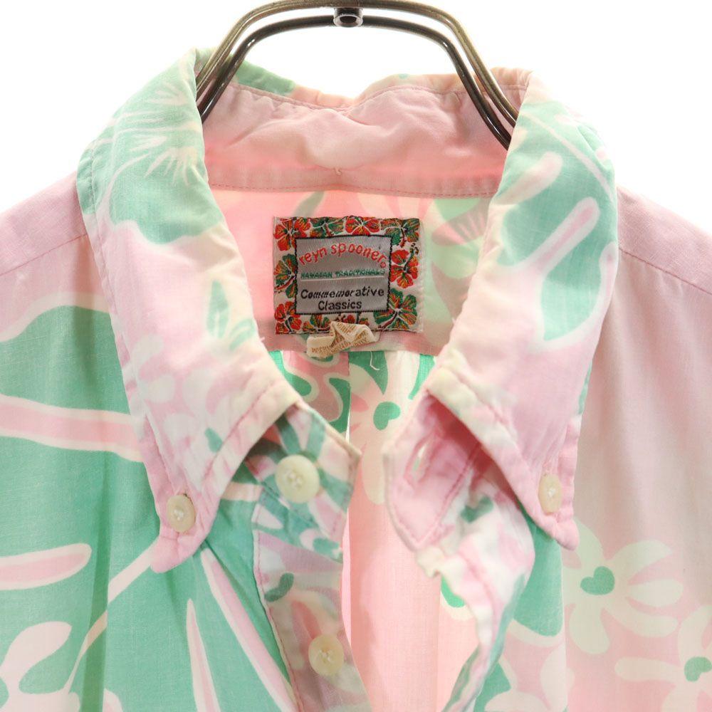 Reyn Spooner 90s 00s Old All-over Reverse Print Short Sleeve Half Button Button Down Shirt Men's Used
