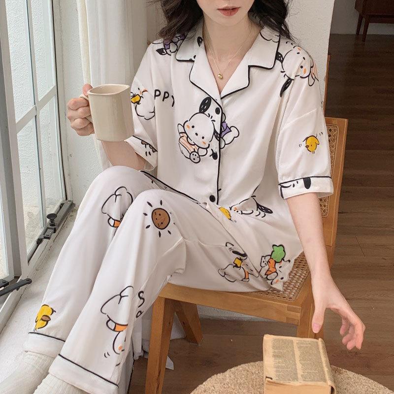 Pajamas Women's Summer Short-sleeved Gentle Wind Simple High-value Casual Women's Short-sleeved Loungewear Set
