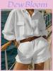 Set Casual da Donna in Cotone e Lino a Maniche Corte con Pantaloncini per Estate e Primavera