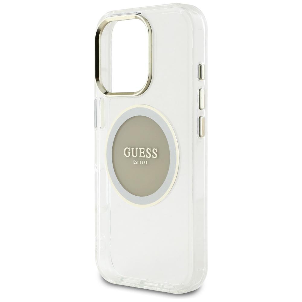 Etui Guess Iml Metal Colored Circle      Classic Logo Magsafe Do Iphone 16 Pro Szary