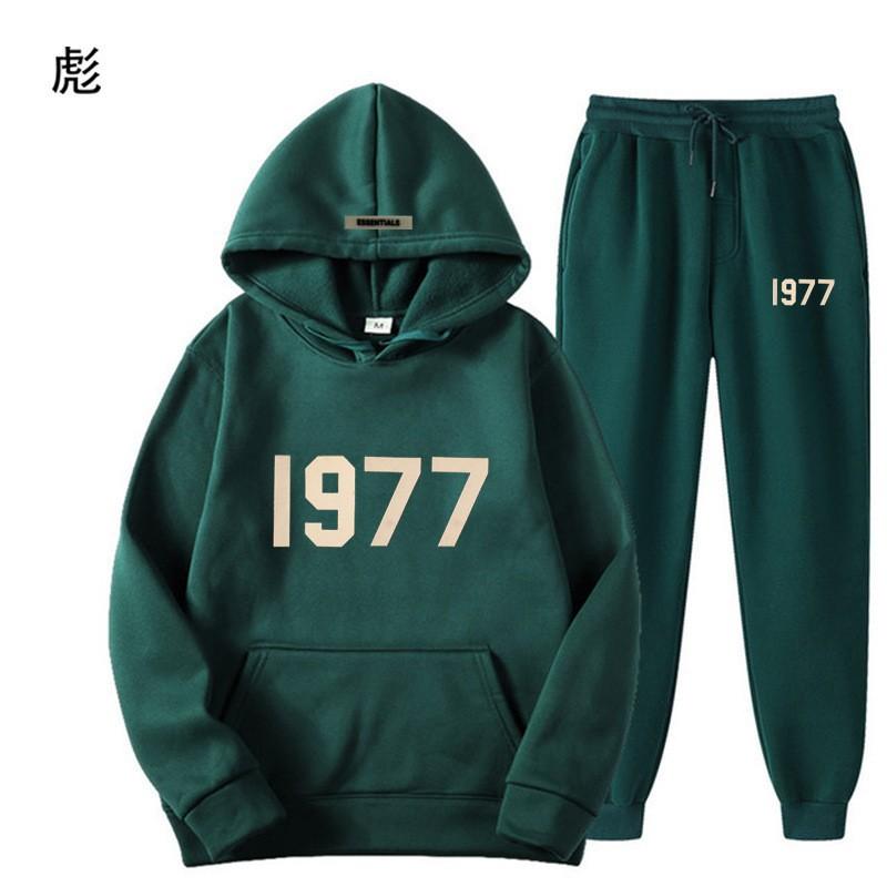 1977 Alphabet Men's and Women's Hoodies ESSENTIALS Double-line FOG Trendy High Street Loose Fleece Sweater Set
