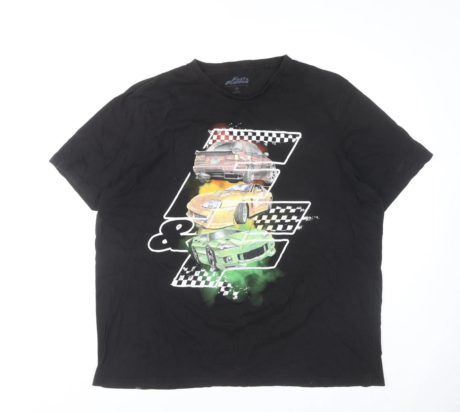 Fast & Furious Men s Black 3XL Graphic Cars T-Shirt Cotton 3XL