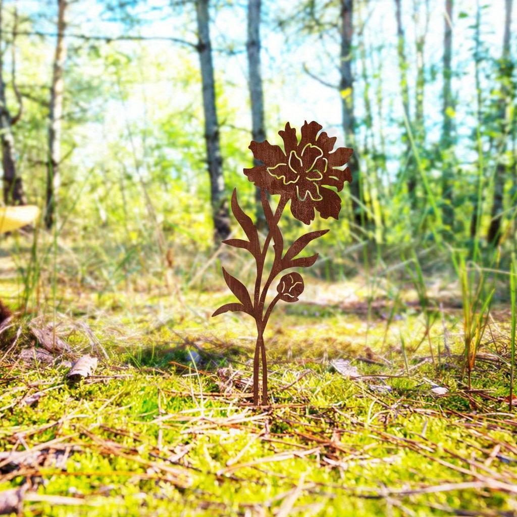 1Pc Iron Rusty 11.81 Inch Bouquet Flower Pot Decoration for Indoor Holiday Decoration Outdoor Garden Patio Lawn Decoration Ground Insert