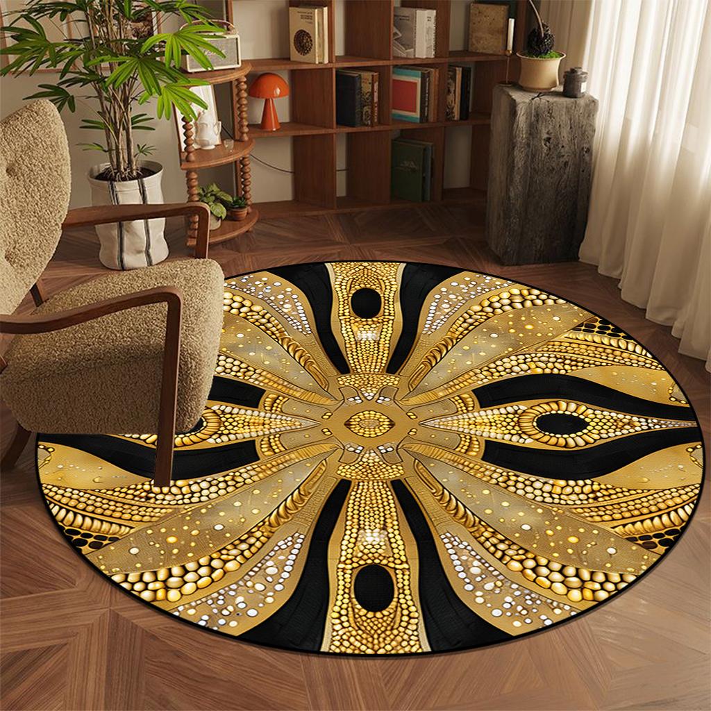 Europäischer Runder Retro Teppich für Wohnzimmerdekoration Schlafzimmerteppich Computerstuhl Arbeitszimmer Couchtischmatte Rutschfest Kundenspezifisch