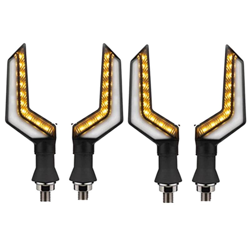 12V Motorcycle LED Turn Signal Lamp Dual-Color LED Flowing Turn Signal Light Motorbike Indicators Led ABS Airfoil Tail Flasher