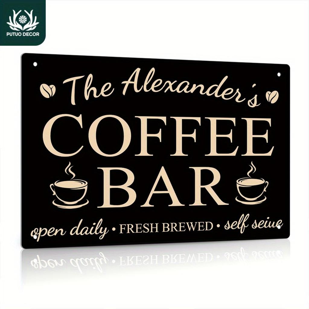 1 Stück Benutzerdefiniertes Metallschild für Kaffeebar Heimdekoration Wasserdichtes Blechschild