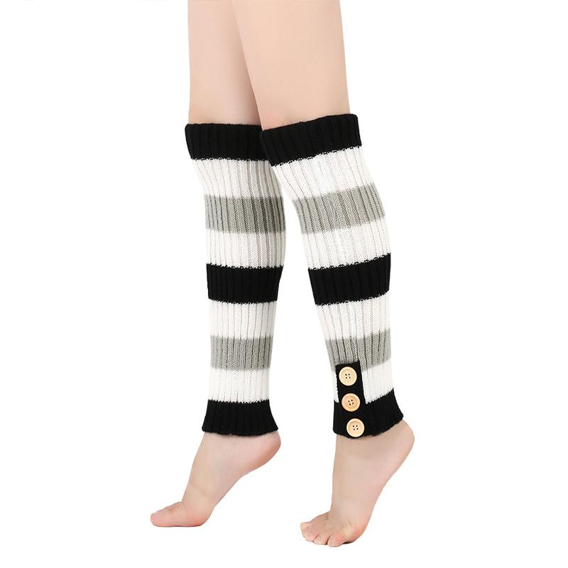 New Autumn Winter Warm Knitted Knitted Button Socks Long Boot Cover JK Pile Socks Warm Foot Socks Leg Protectors Foot Warmers