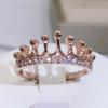 Trendy  Copper Women Rings Jewelry with Zircon Gemstone Crown Shape Finger Ring Accessories for Wedding Party Gift