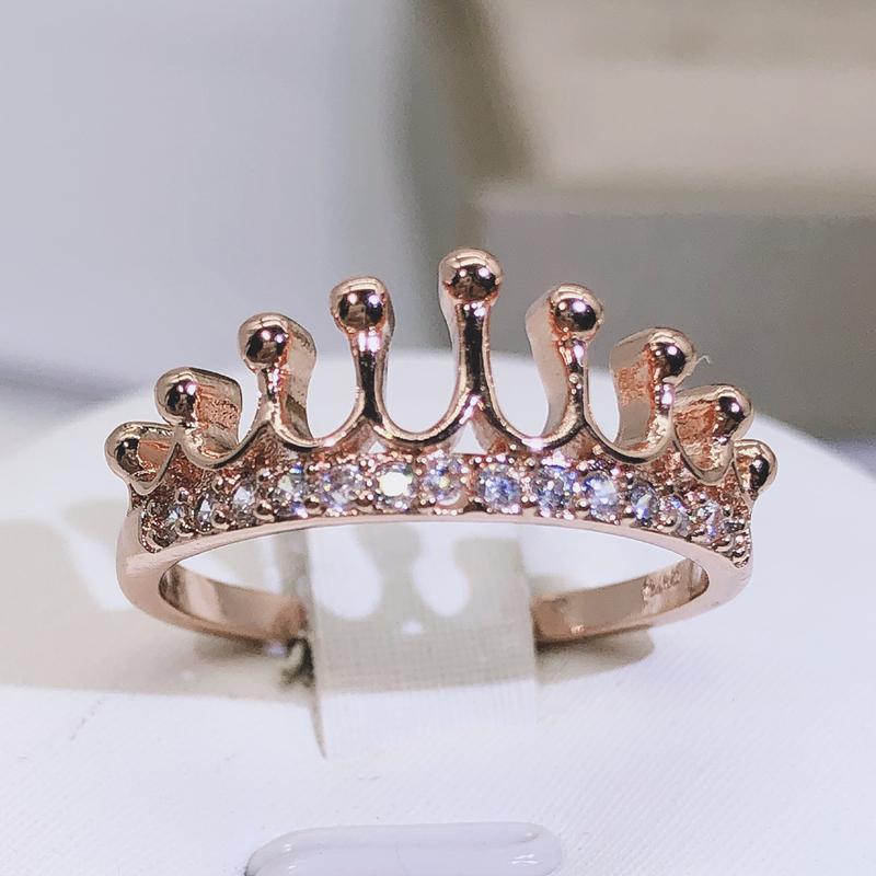 Trendy  Copper Women Rings Jewelry with Zircon Gemstone Crown Shape Finger Ring Accessories for Wedding Party Gift