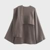 Women's Asymmetric Knitted Scarf Jacket - Fall/Winter 2024 European & American Style