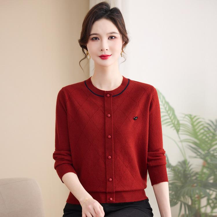 Sweater Fashionable Women's Clothing Spring Clothes Mother Clothes Women's Sweater Women's Sweater High Elastic 40 Years Old 50 Years Old