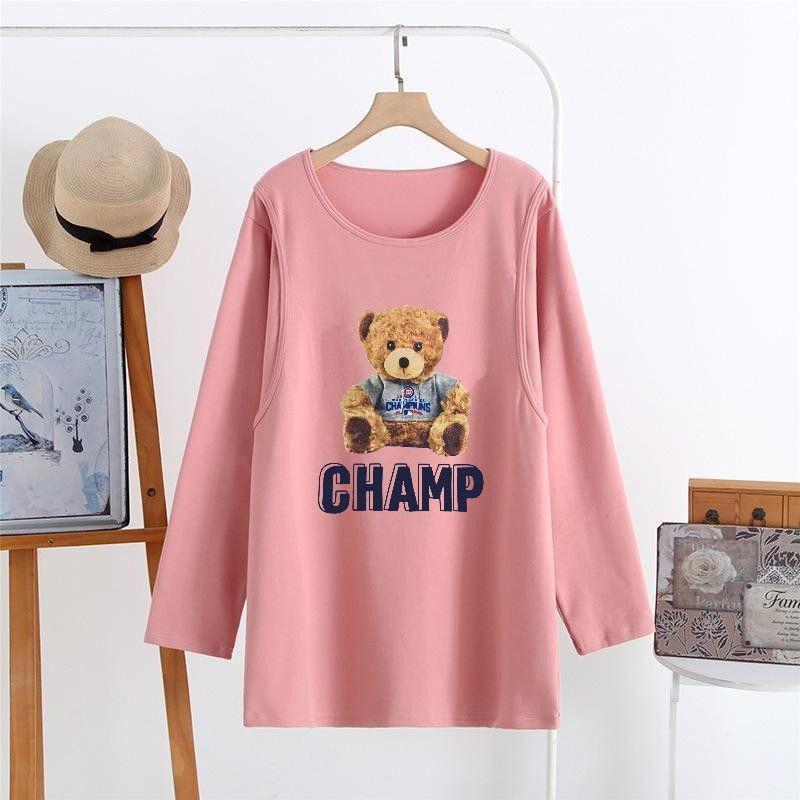 Maternity Long Sleeve Nursing Top - Stylish Spring & Autumn Wear for Postpartum and Breastfeeding Moms