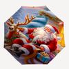 1pc Christmas Santa Claus Deer Sleigh with Automatic Opening/Closing Umbrella, Portable Tri-Fold Design, 8-Bone Iron Frame Outdoor Umbrella, Festive G