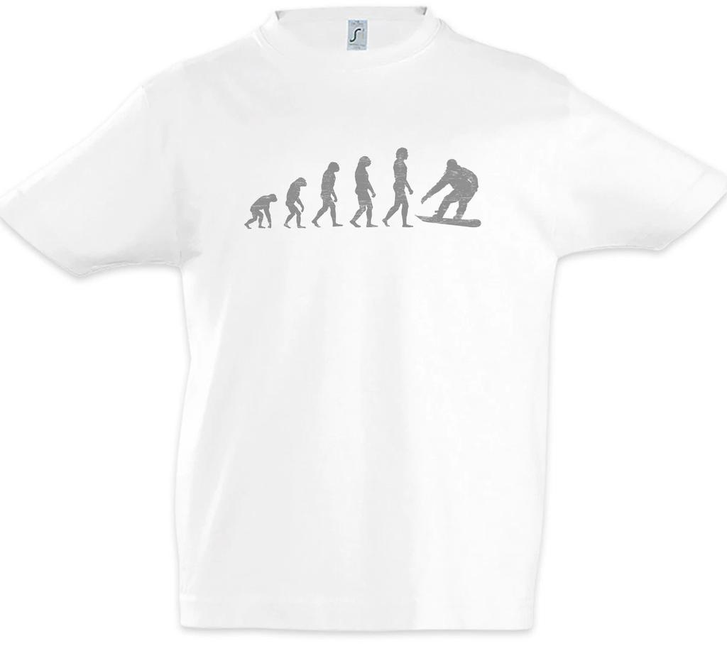 Snowboard Evolution Boys T-Shirt Fun Human Downhill Snowboarder Charles Darwin