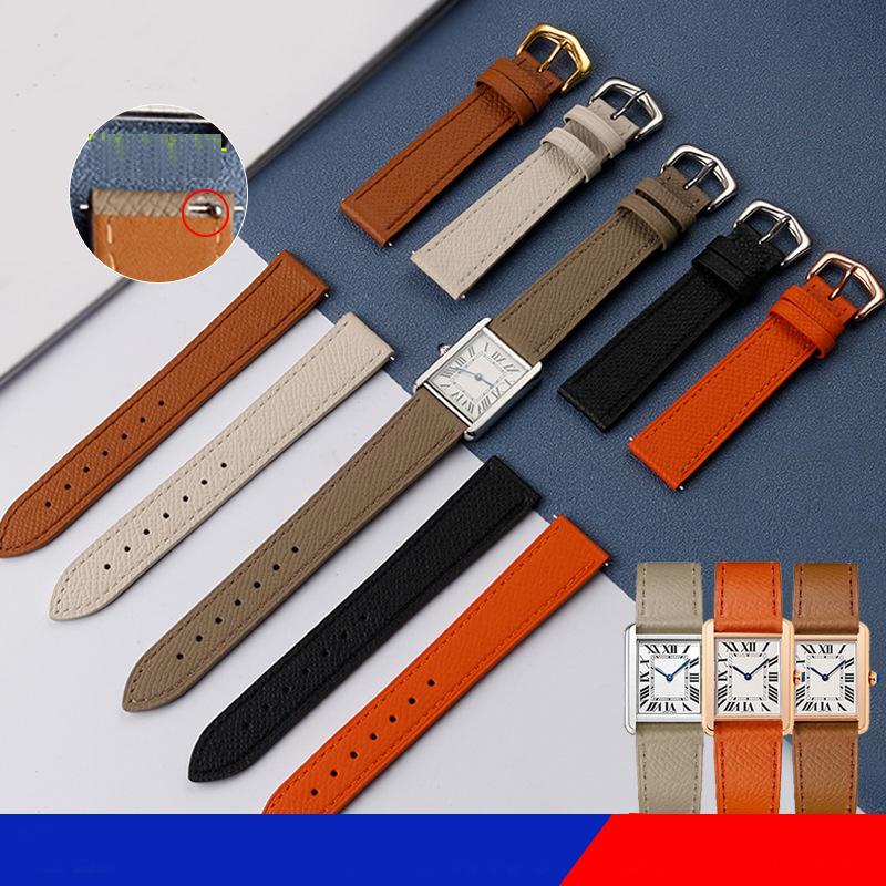 Suitable for Cartie Tank London Solo Key Dumont Watch Strap Men's Genuine Leather Women 14 16 18 20 Wrist Strap Accessories
