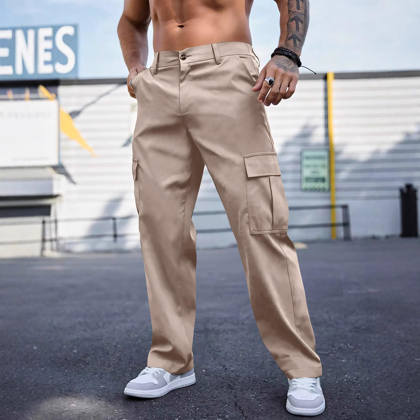 

Мужские комбинезоны, повседневные брюки с несколькими карманами и завязками, походные брюки, хлопковые саржевые брюки XL хаки