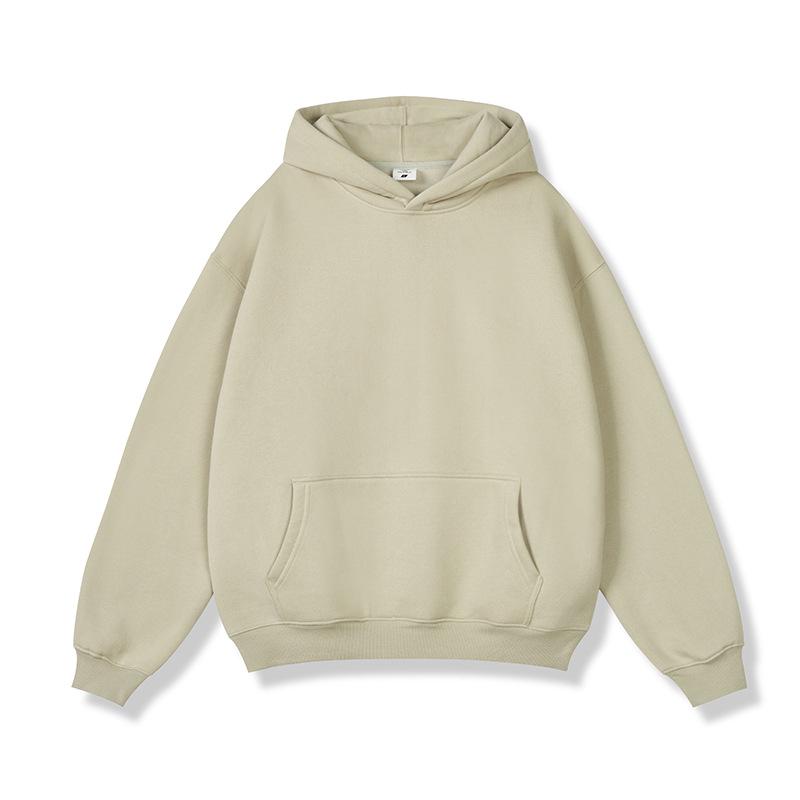 2025 Men's Fleece-Lined Oversized Hoodie - Solid Color, Thick, Winter/Autumn Streetwear Jacket