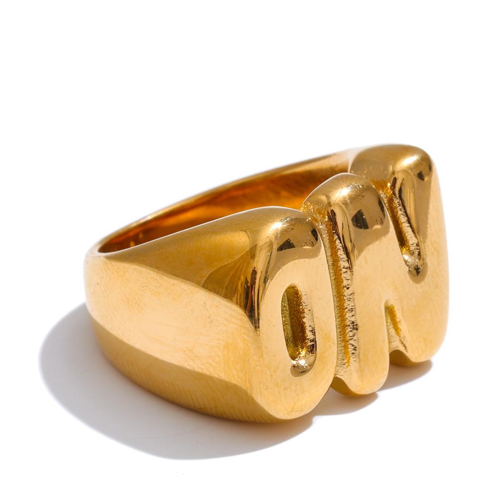 

Yhpup Size:678 High Quality Stainless Steel Metal ”ON“ Letter Cast Ring 18K Golden Plated Texture Popular Daily Finger Jewelry 6