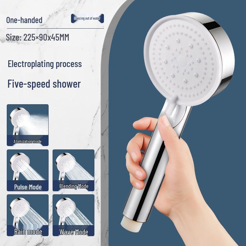 Supercharged High-Pressure Shower Head with Hose Set