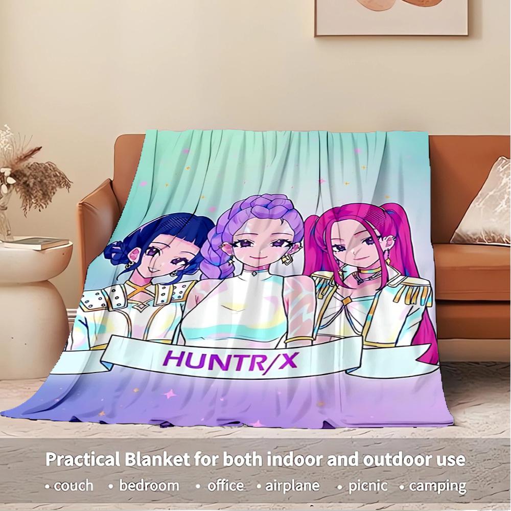 Gruppo di Ragazze Anime K-POP Coperta Morbida Calda delle Quattro Stagioni Copriletto Spesso a Maglia in Poliestere per Tutte le Stagioni per Letto, Campeggio, Viaggio Regalo Perfetto