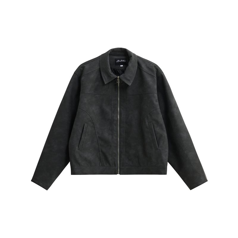 

Men s American-Style Melard Pu Leather Jacket Deconstructed Jacket for Men and Women, Spring New Trendy Brand Workwear Biker Jacket Gray XL