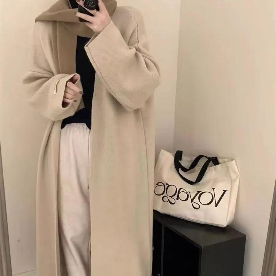 Autumn Winter Women's Korean Style Mid-Length Knitted Cardigan Outer Wear Lazy Style High-End Slimming Loose Thickened Knitted Coat