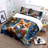 Festive Corgi in Snow Scene Bedding Duvet Cover Set  (1*Duvet Cover 2*Pillowcases, without duvet insert)