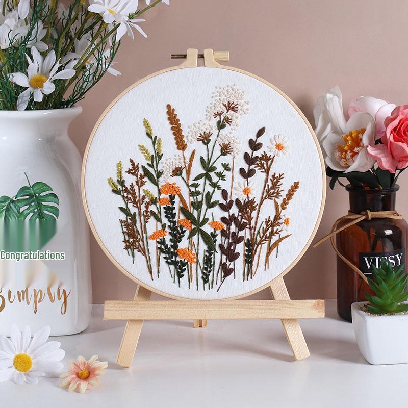 European Style 3D Embroidery DIY Kit - Handmade Flowers and Plants