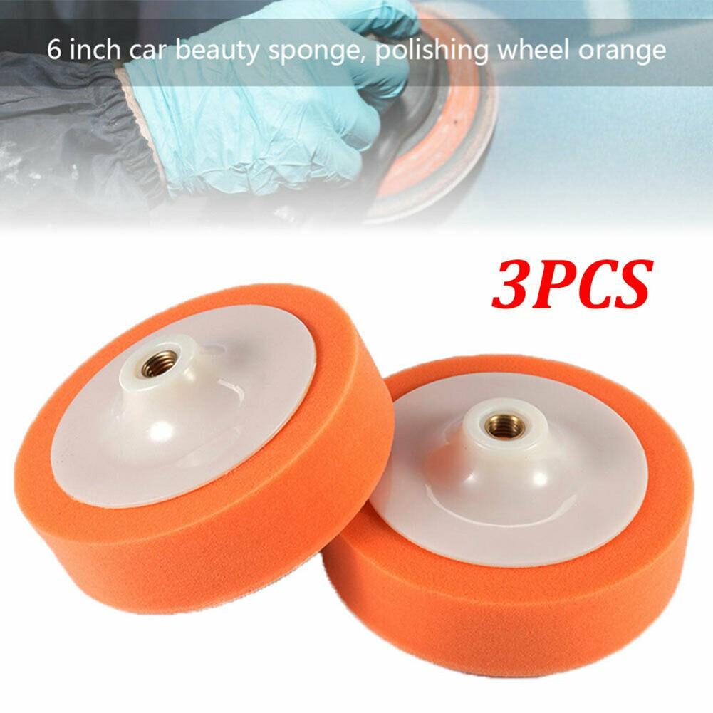 3pcs Car Polishing Sponge Buffing Pads for M14 Thread 6 Inch Diameter Soft Foam Polishing Heads for Vehicle Detailing