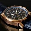 Salvatore Marra Watch Moon Phase 5 ATM Water Resistant Business Formal Leather Strap Limited Edition Blue Pink Gold Multi-Calendar Men's SM22105S-PGBL
