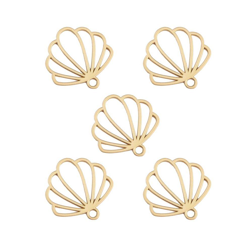 5Pcs Zinc Alloy Scallop Charms Hollow Out DIY Jewelry Earring Making Accessories Scallop Pendant