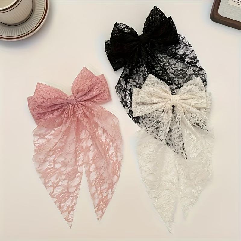 Elegant Lace Bow Hairpins - Black, Pink, - Elegant Hair Clips with Bow Tie Design, for Weddings, Parties, Everyday - Valentine'S Day Gift for Her