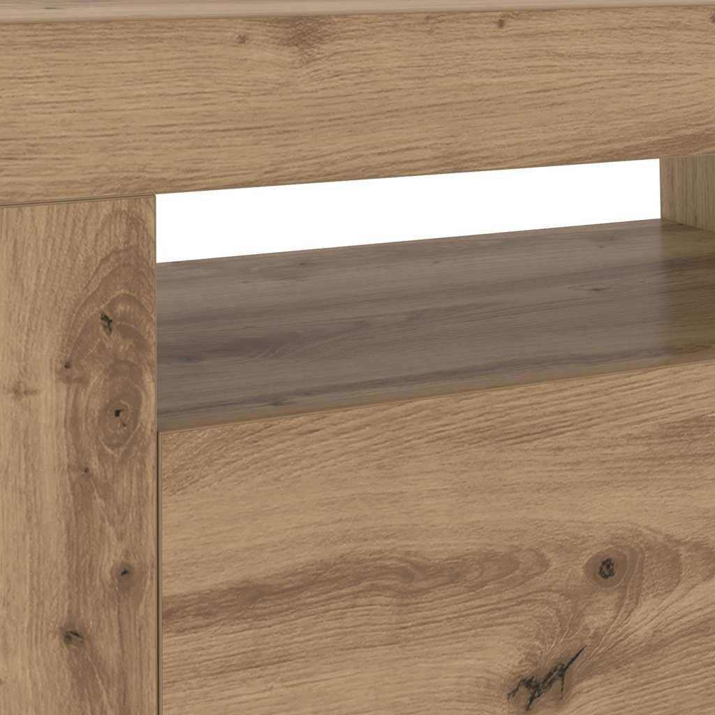 TV Stand with LED Lighting Artisan Oak Finish 120 x 35 x 40 cm Particleboard