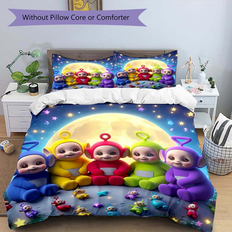 Teletubbies Moonlit Adventure 3‑Piece Bedding Set,Soft Duvet Cover with 34 Pillowcases,Multi‑Scene Home Dorm Use,Ideal Gift for Birthday & Holiday