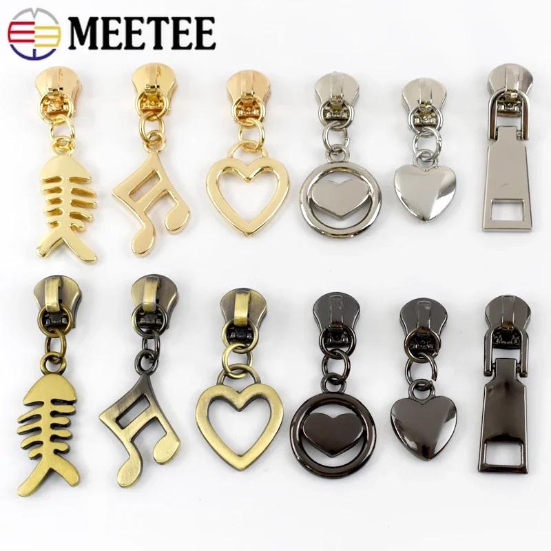 5/10/20Pcs Meetee 5# Zipper Slider for Metal Zips Handbag Purse Zippers Puller Head Jacket Replace Zip Closure Repair Accessory