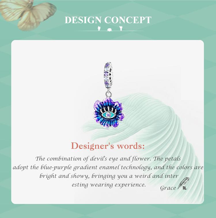 WOSTU 925 Sterling Silver Devil Flower Hanging Charm Grotesque Bee & Fish Hanging Bead Fit DIY Making Women Bracelet & Bangle Jewelry