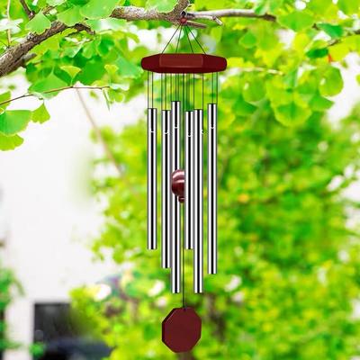 Windspiele für draußen, Windspiele für draußen mit tiefem Ton, mit 6 Metallröhren und Haken, Gedenk-Windspiele, Heim- und Außendekoration für Garten, Terrasse, Hof